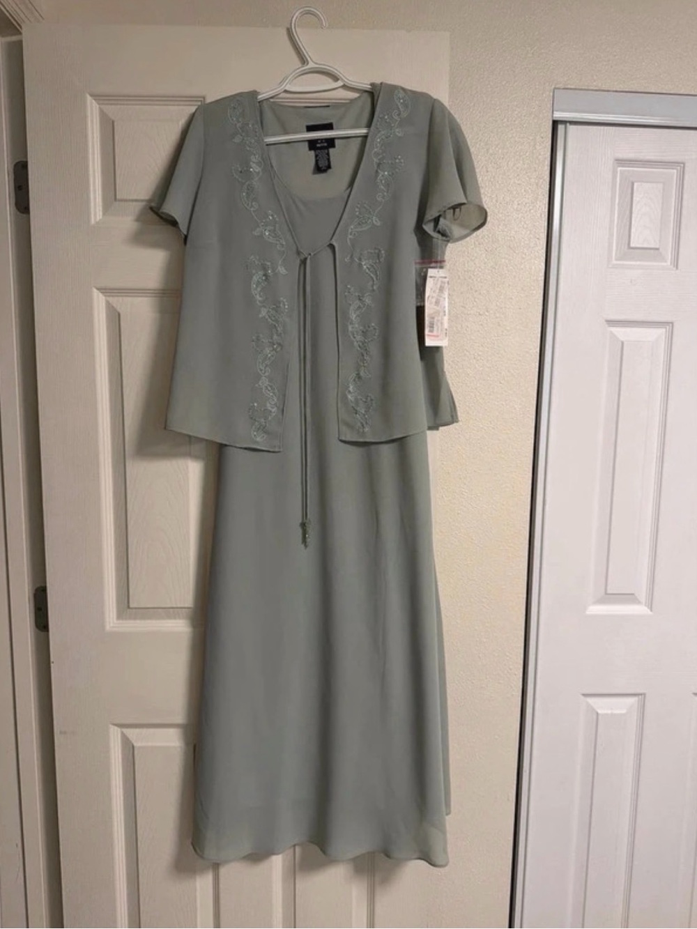 jcpenney Sage Green Maxi Dress with Embroidered Short Jacket